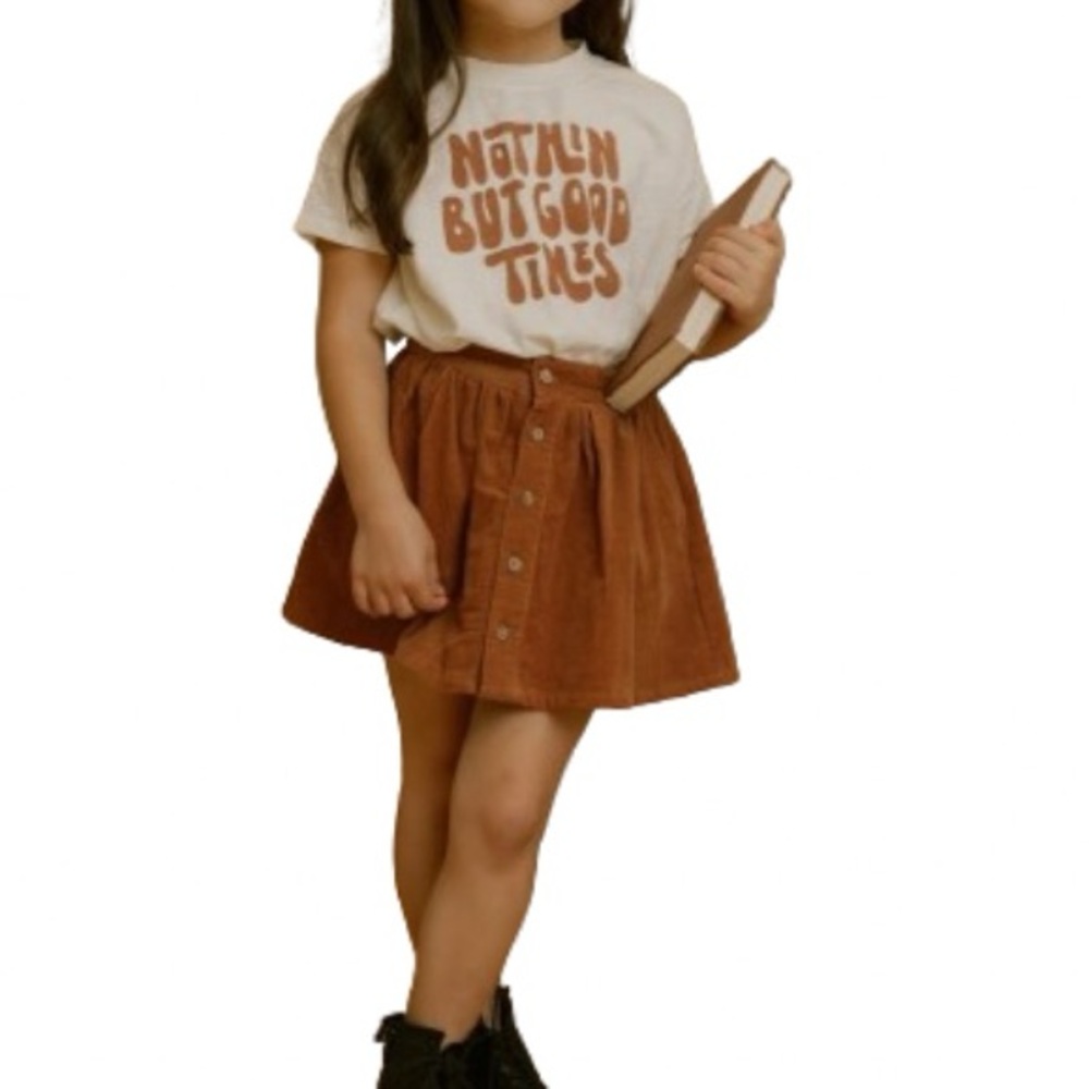 NWOT Rylee & Cru Tan/Mustard Button Front Corduroy Mini Skirt Girls Size 12/14